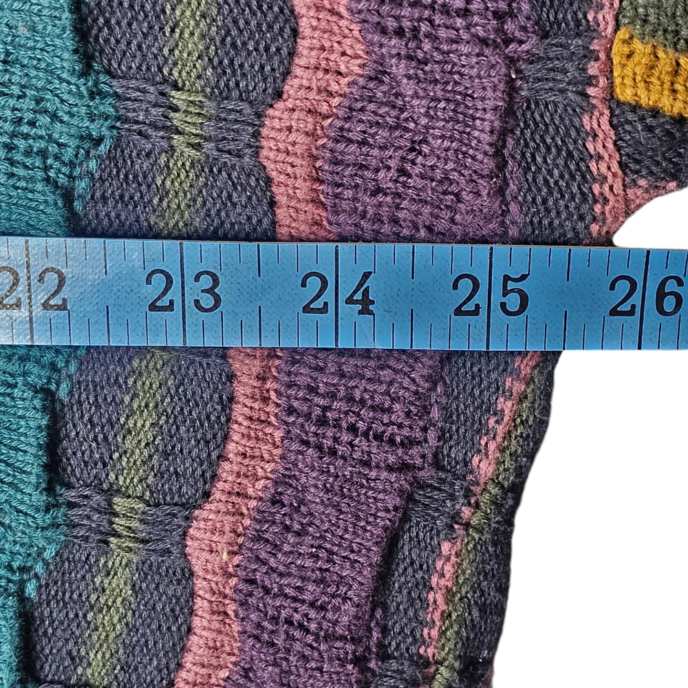 Y2K Structure 3D Multi-Colored Striped Crew Neck Cotton Size Mens L - Picture 8 of 10